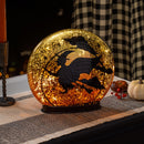 Witch on Broom LED Crackle Glass Table Decor, 9.75"H