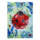 Pollinator Garden Blue Florals Ladybug Applique Garden Flag