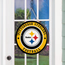 Pittsburgh Steelers Round Door Decor with Hanging Rope, 18x18