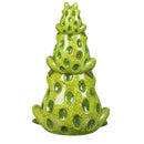 Pollinator Garden Statue, Ceramic Stacked Frog Statue, 10.5"H