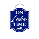 Printed Metal Hanging Blue Lake & Lodge Sign