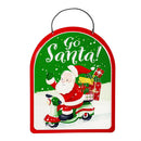 Christmas Vacation Garden Accent, Printed Metal Hanging Sign, Holiday Santa, Asst of 4