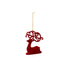 Red Flocked Deer Ornament,phl384