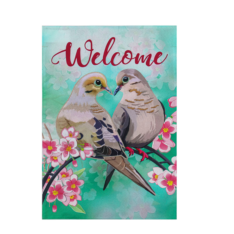 Pair of Mourning Doves Garden Linen Flag, 18"x12.5"inches