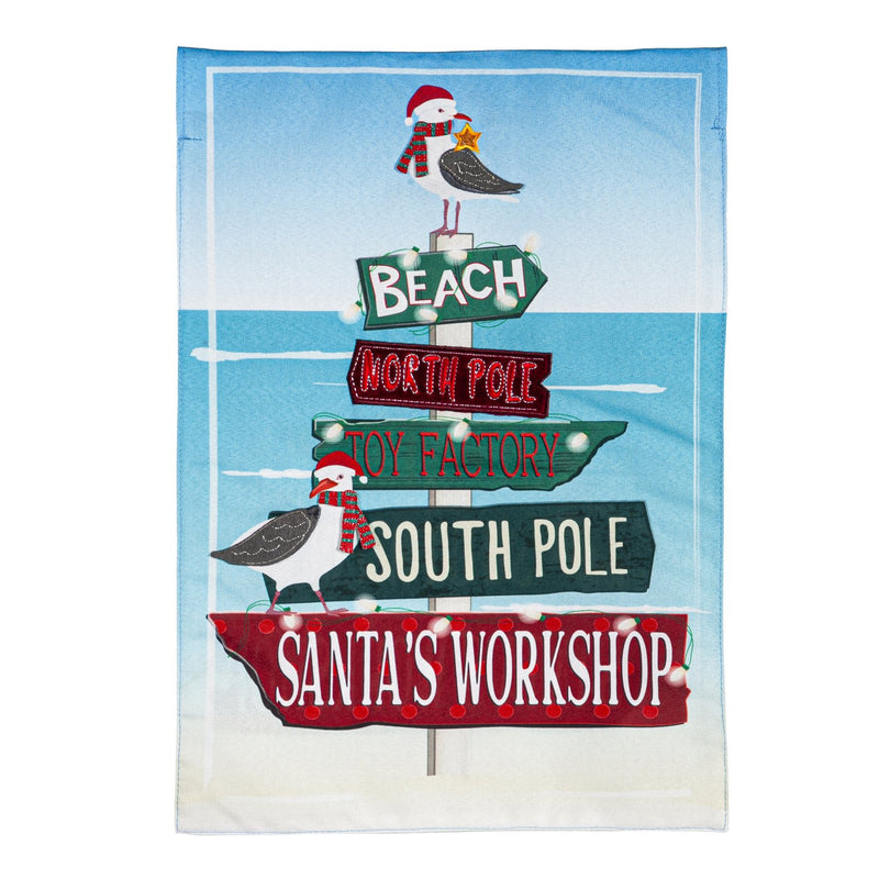 Evergreen Flag,Holiday Signs and Seagulls Garden Linen Flag,18x12.5x0.2 Inches