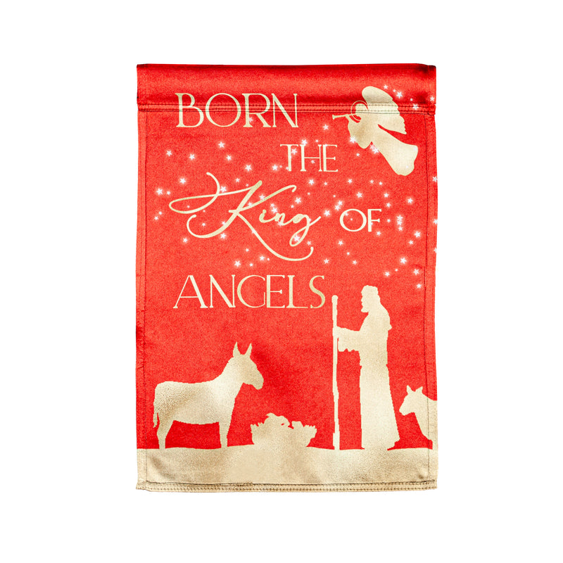 Evergreen Flag,Red and Gold Christmas Night Garden Lustre Front & Back Flag,12.5x18x0.05 Inches