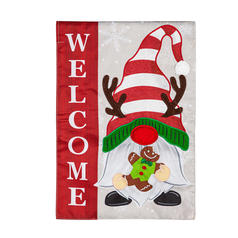 Evergreen Flag,Holiday Gnome Applique Garden Flag,0.2x12.5x18 Inches