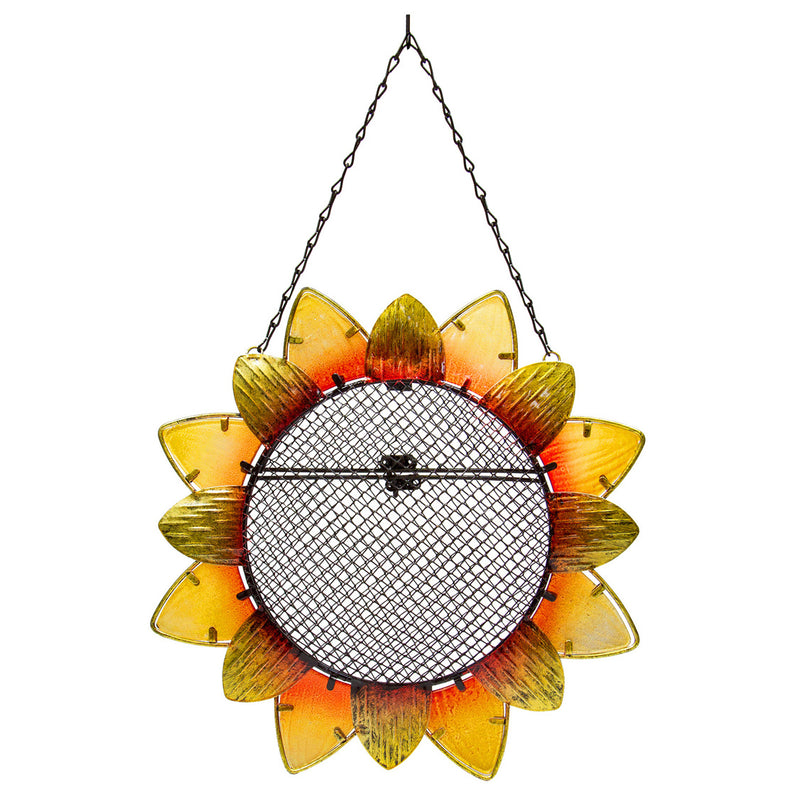 Evergreen Bird Feeder,Metal and Glass birdfeeder with Perch, Sunflower,18.9x11.81x6.3 Inches