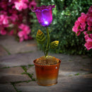 12.5"H Secret Solar Acrylic Flower Statuary, Purple,2sp6210