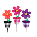 Plaid Flower Pot Pinwheel Spinner, 3 Assorted,45336
