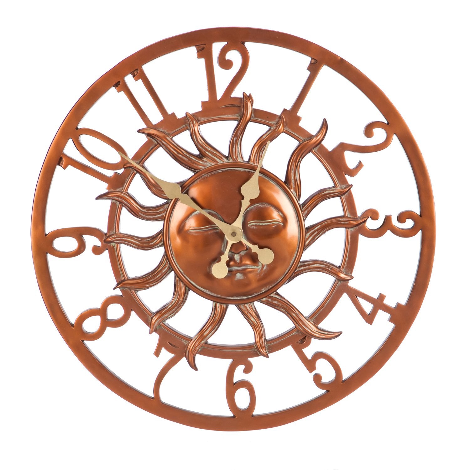 Sunface Outdoor Wall Clock, 24'' x 2.5'' x 24'' inches,, Evergreen