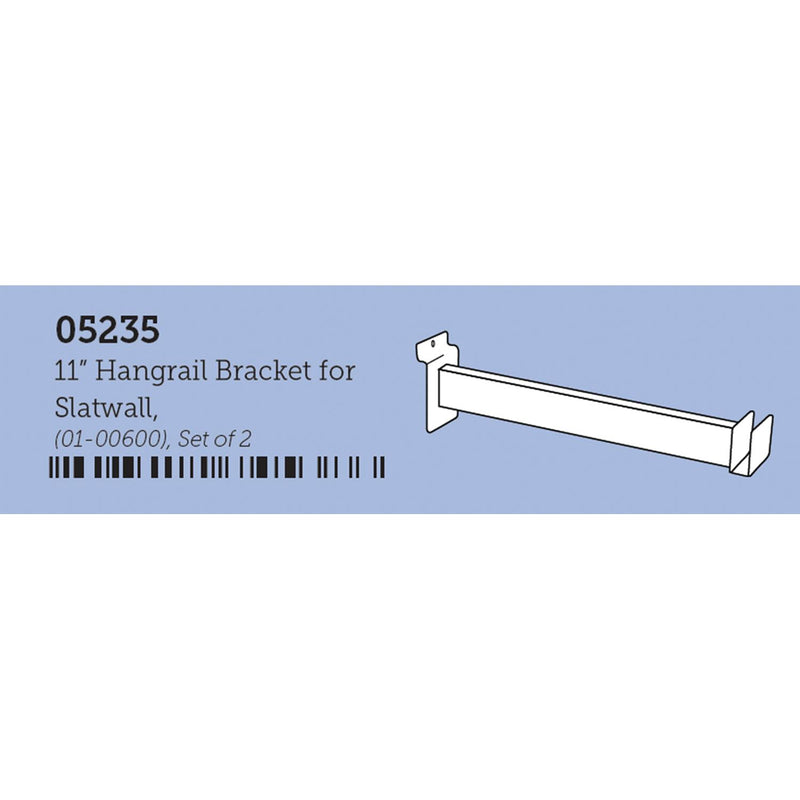 11" Hangrail Brackets for Slatwall, White, Set of 2