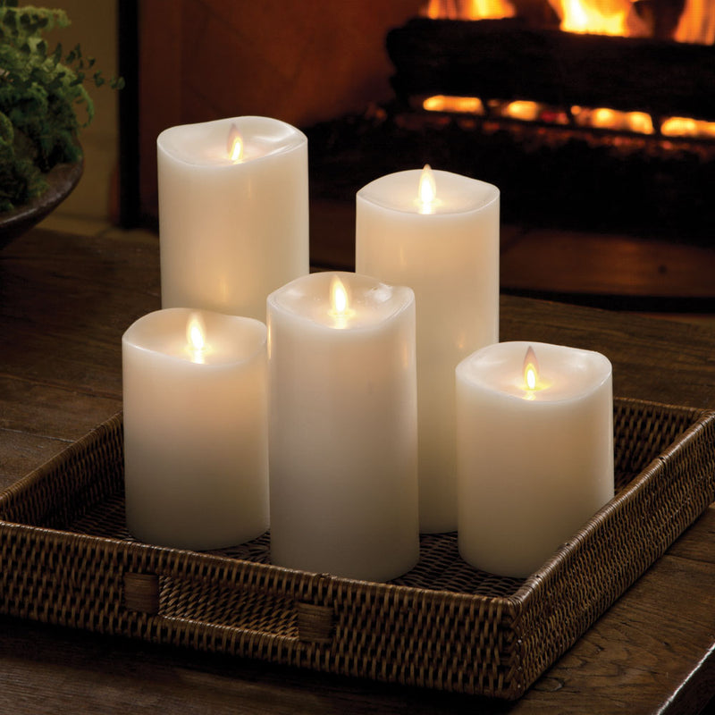 LIGHTLI MOVING FLAME INDOOR PILLAR 3.5" X 8.5",Smooth Ivory