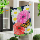 Gerbera Daisy Burlap House Flag