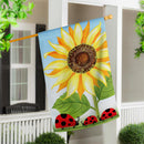 Sunflower & Ladybug Burlap House Flag