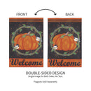 Chickadee and Pumpkin Burlap House Flag