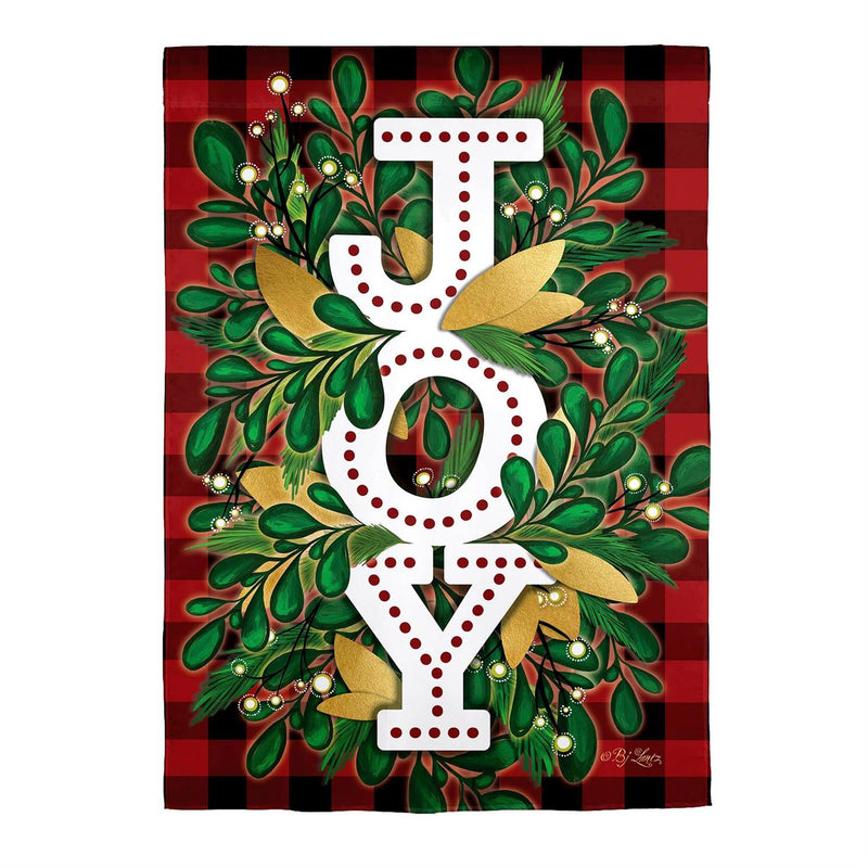 Holiday Joy Burlap House Flag
