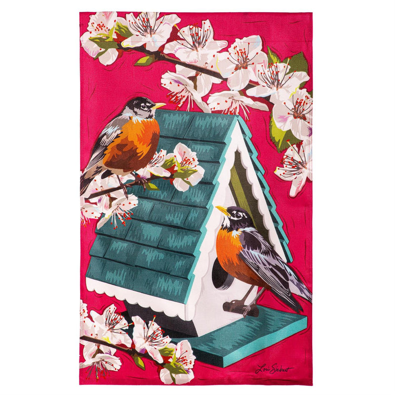 Cherry Blossoms & Friends Burlap House flag