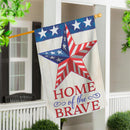 Home Of The Brave Star Burlap House Flag