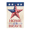 Home Of The Brave Star Burlap House Flag