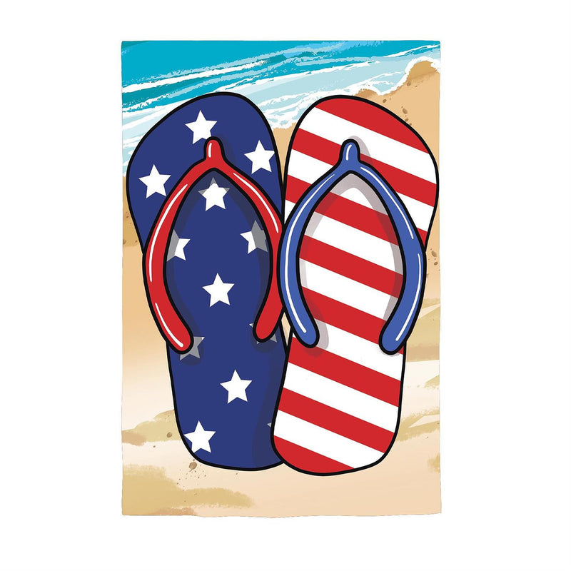 Patriotic Flip Flop Burlap House Flag