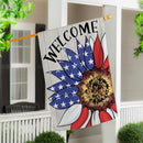 Patriotic Sunflower Burlap House Flag