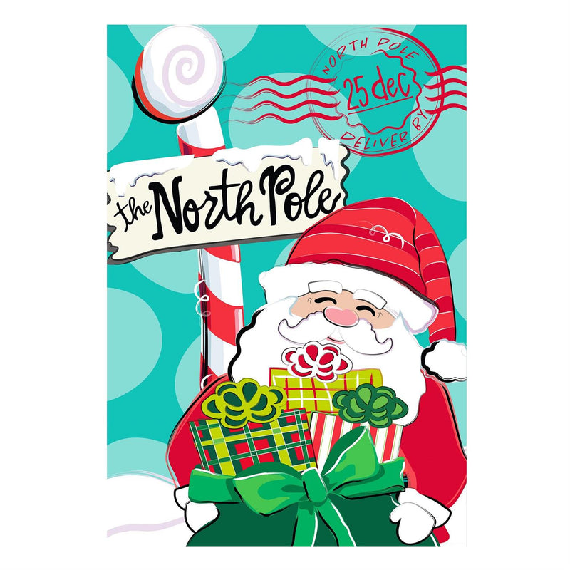 North Pole Welcome Burlap House Flag