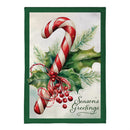 Season's Greetings Candy Cane Burlap House Flag