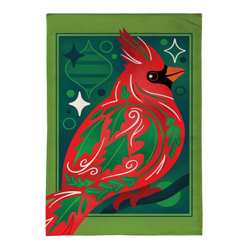 Decorated Cardinal Burlap House Flag