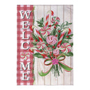 Peppermint Bouquet Burlap House Flag