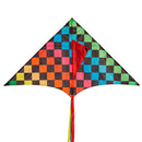 Ever Fliers Rainbow Checkers Delta Kite with Tail and Reel