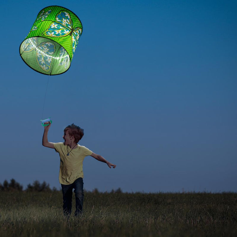 Ever Fliers LED Floral Butterfly Welcome Collapsible Cylinder Kite with Reel