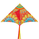 Ever Fliers Orange Mandala Floral Delta Kite with Tail and Reel