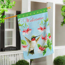 Hummingbird and Flowers Lustre House Flag