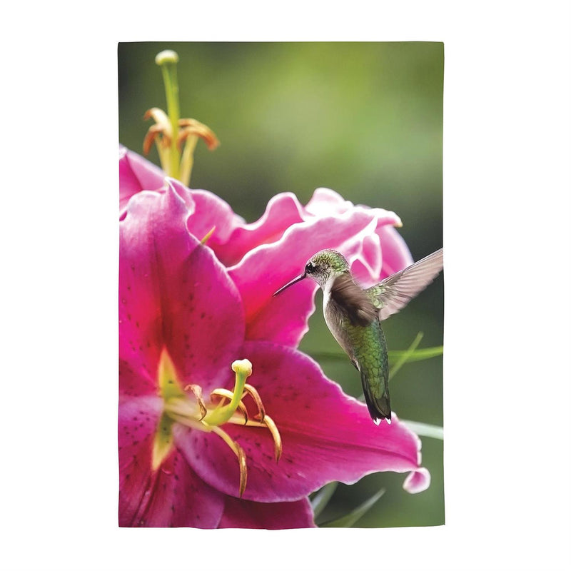 Humming in the Garden Lustre House Flag