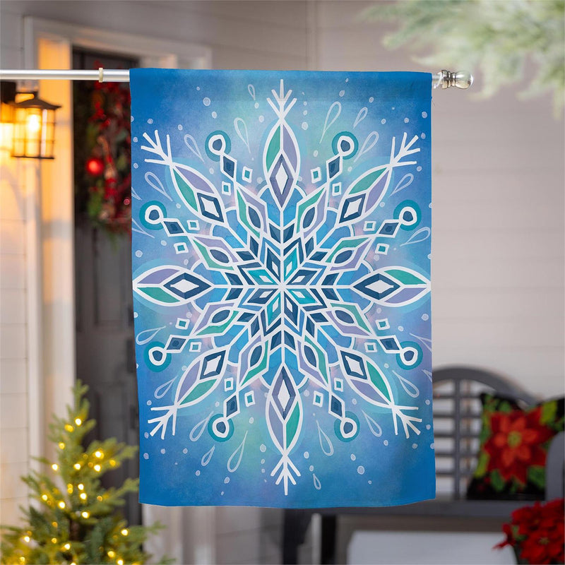 Vibrant Snowflake Lustre House Flag