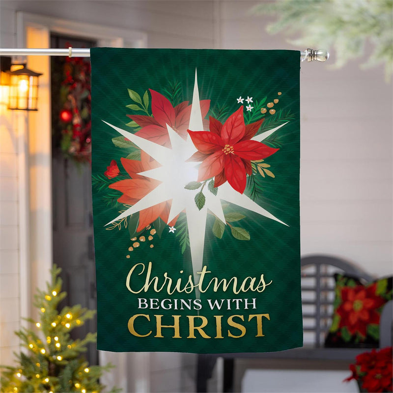 North Star Poinsettia Lustre House Flag