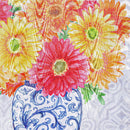 Welcome Gerberas in Vase Moire House Flag