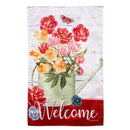 Floral Watering Can Moire House Flag