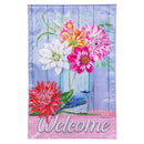 Dahlias and Bluebird Moire House Flag