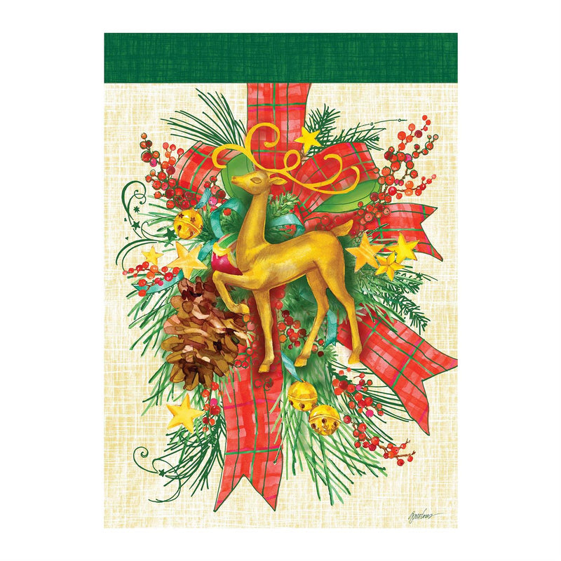 Floral Reindeer Icon Moire House Flag