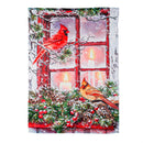 Cardinals in the Window Suede House Flag