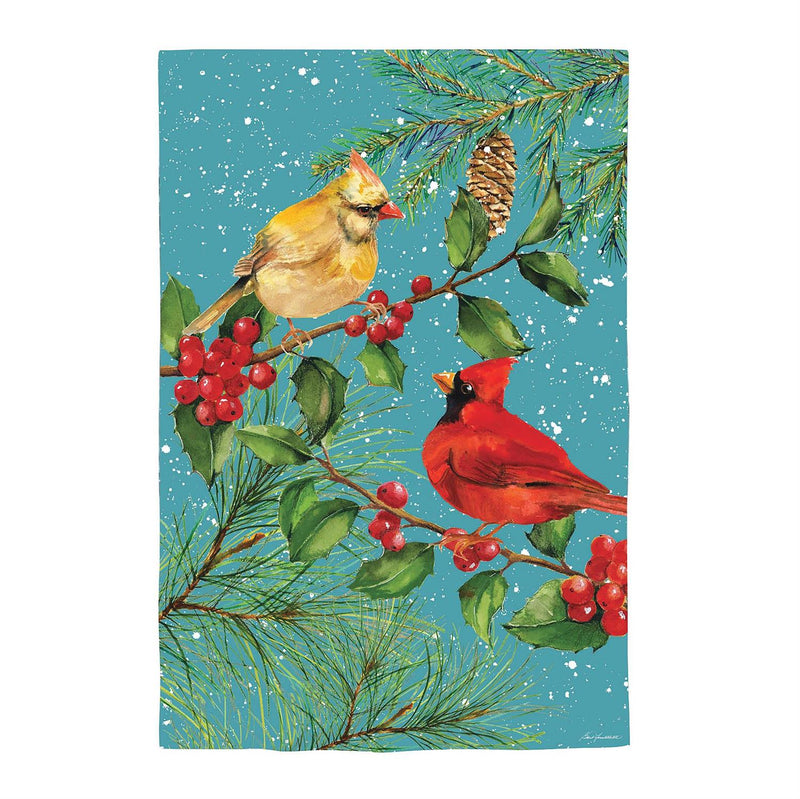 Cardinal Couple Suede House Flag