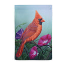 Cardinal on Morning Glory Suede House Flag