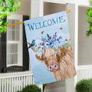 Floral Cow Suede House Flag