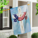 Flag Drapped Cross Suede House Flag