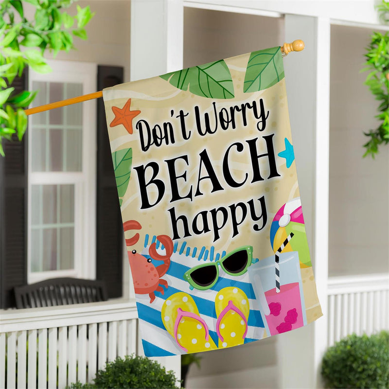 Don't Worry Beach Happy Suede House Flag