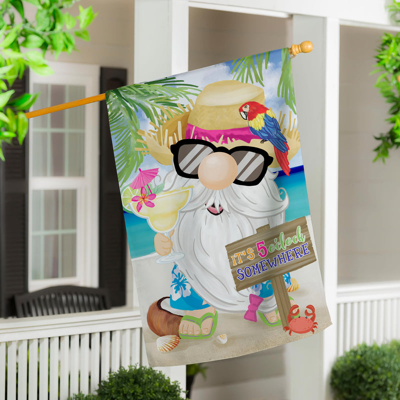 5 O'Clock Gnome Suede House Flag