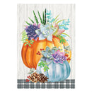 Pumpkin Succulents Suede House Flag
