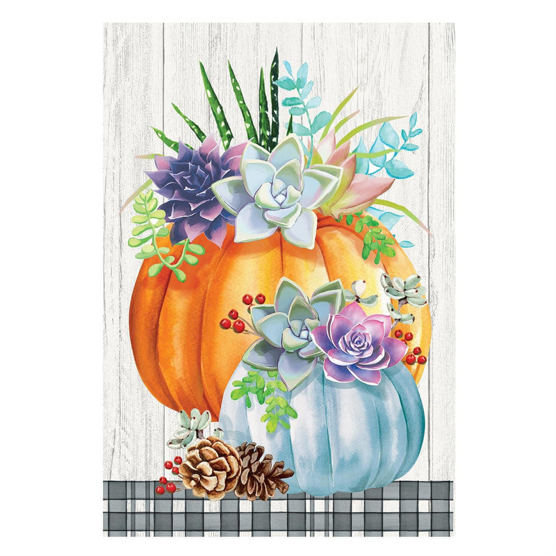Pumpkin Succulents Suede House Flag
